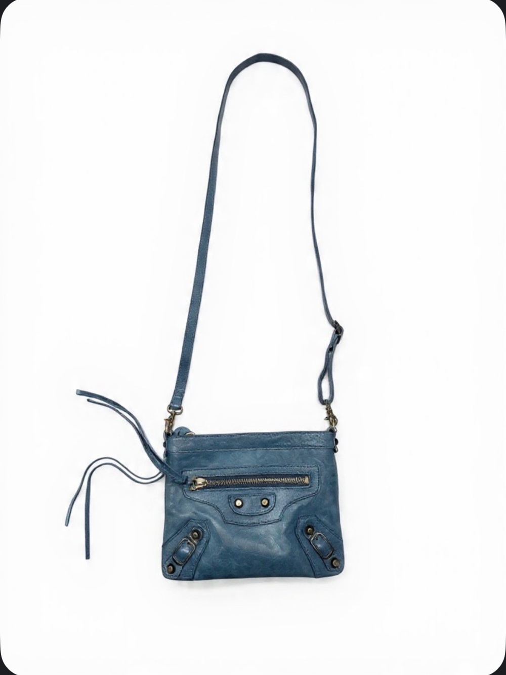 Balenciaga Blue Leather City Clip Clutch Bag - Picture 8 of 11